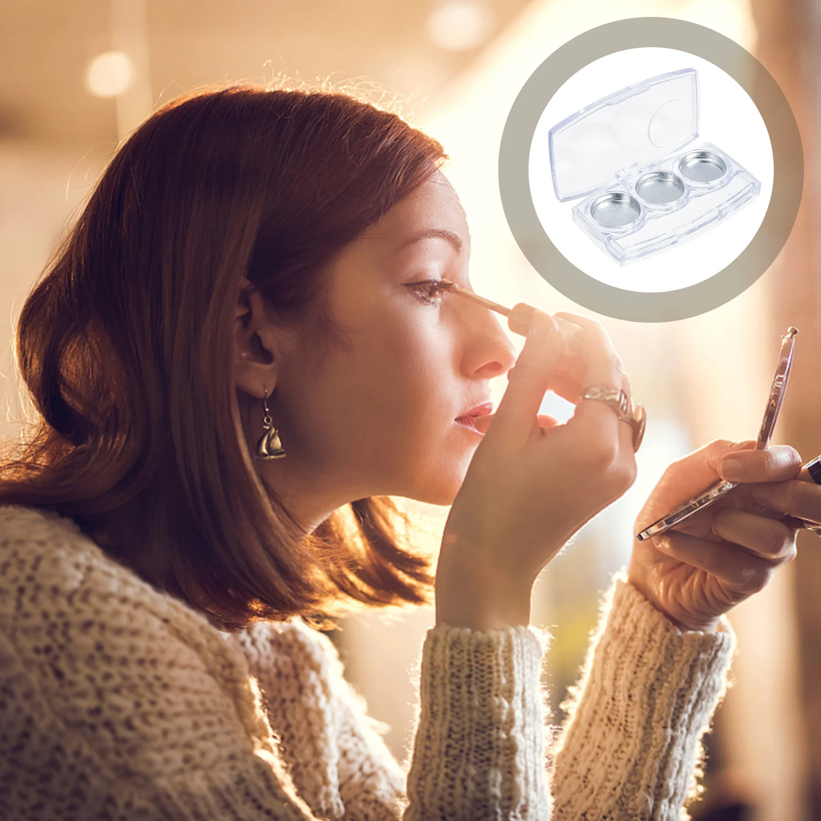 

6Pcs Empty Eyeshadow Boxes Compact DIY Makeup Storage Organizer Portable Multi-Compartment Cosmetics Case Large Capacity