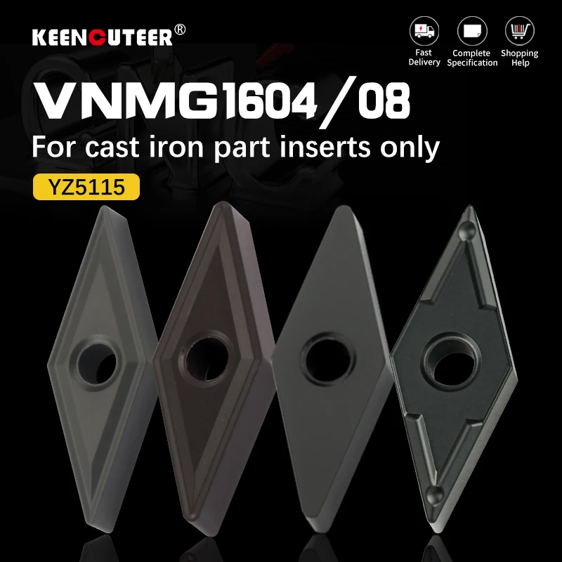 

10PCS VNMG160404/08 YZ5115 Tungsten Carbide Inserts for Cast Iron Machining Suitable CNC Lathe Turning Tools VNMG Insert Steel