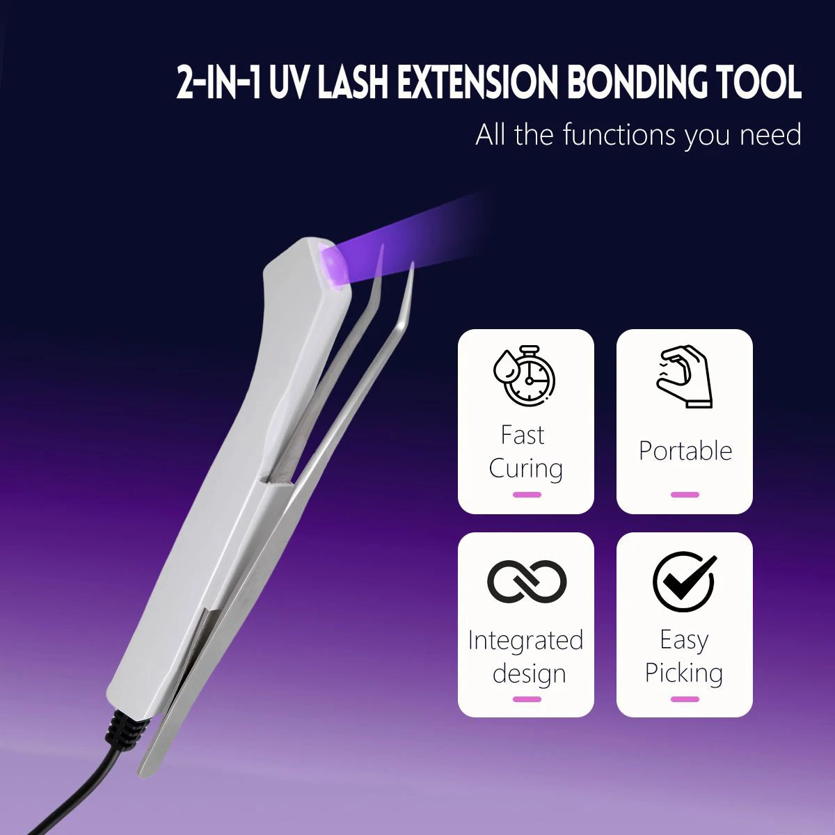 

Uv LED Eyelash Light Tweezers System Handheld Uv Lash System Uv Glue Fast Curing Lamp Eyelash Extension Fit Any Tweezers