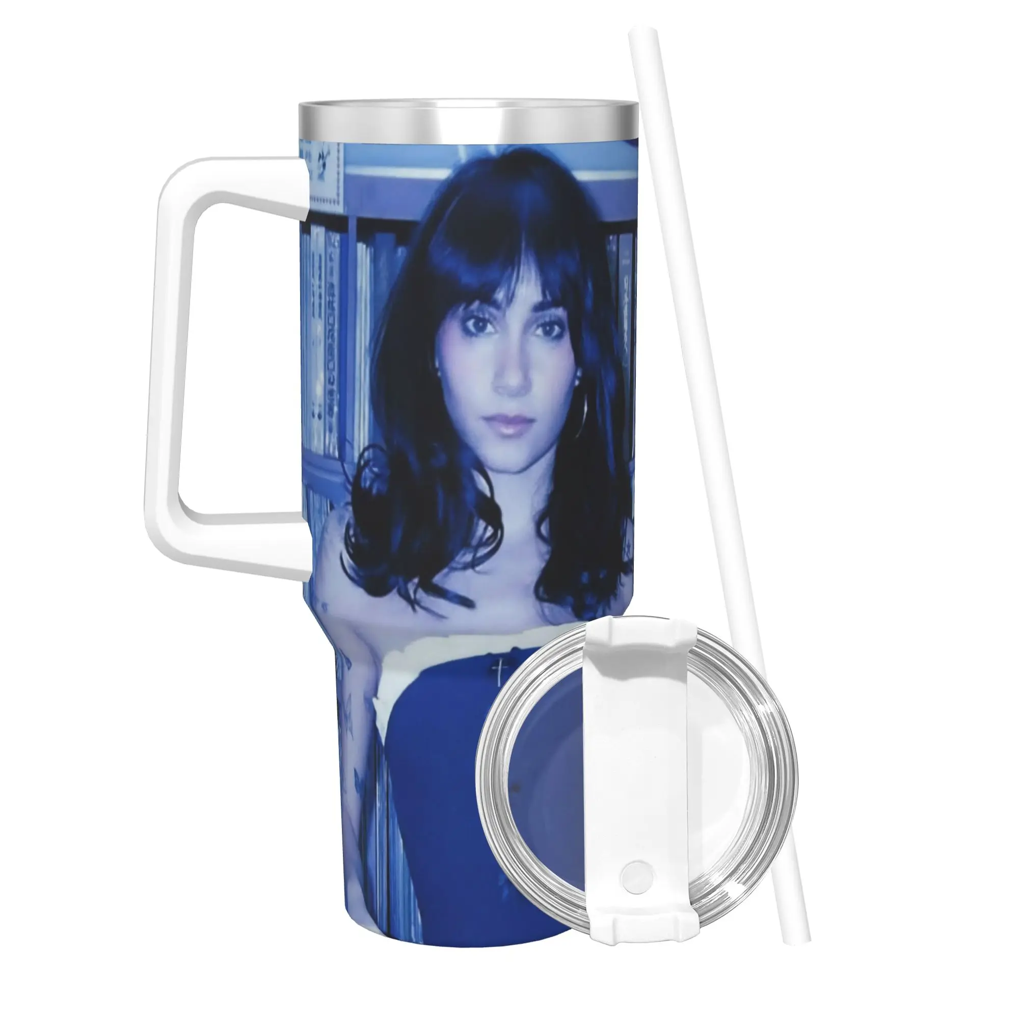 

Термокружка Singer Aitana Cuarto Azul с крышкой и соломинками, вакуумная, для горячих и холодных напитков, портативная, 40 унций