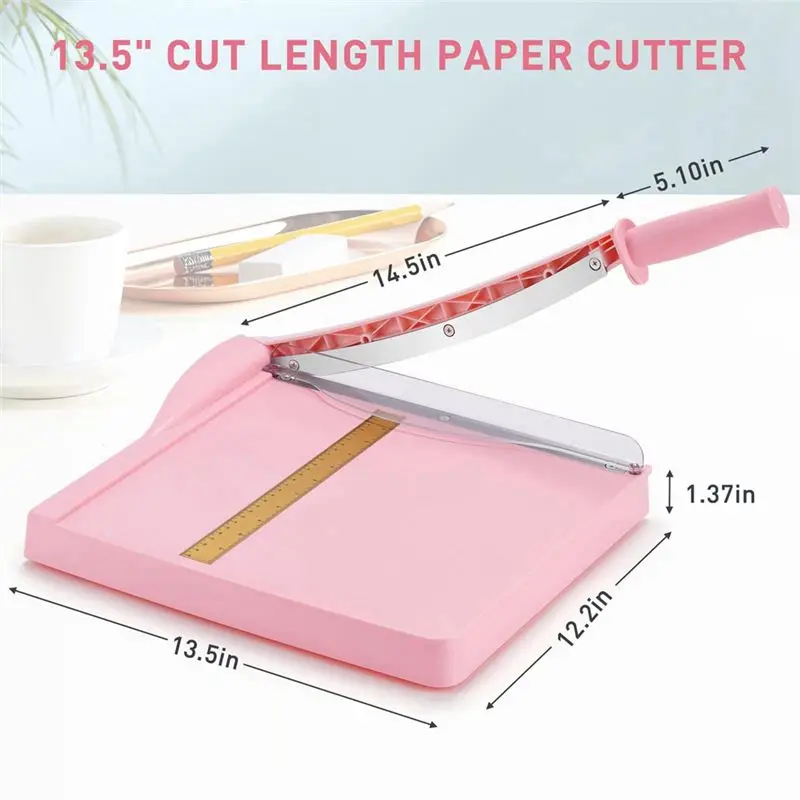 Paper Cutter, Paper Cutter With Guard, 12Inch Cutting Length Cutter For Card Stock, Cardboard, Vinyl (Pink)-Y18A