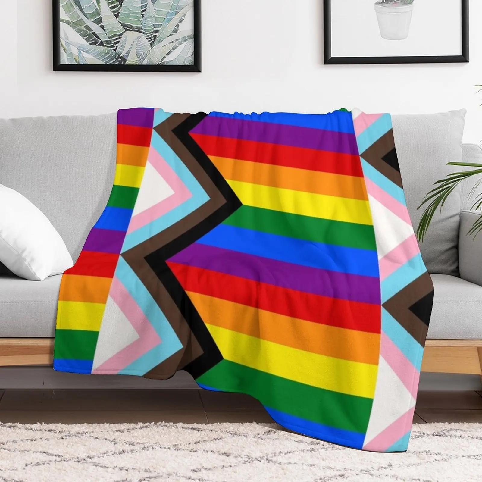 

Progress Pride Flag Throw Blanket Summer Beddings Personalized Gift Weighted Blankets
