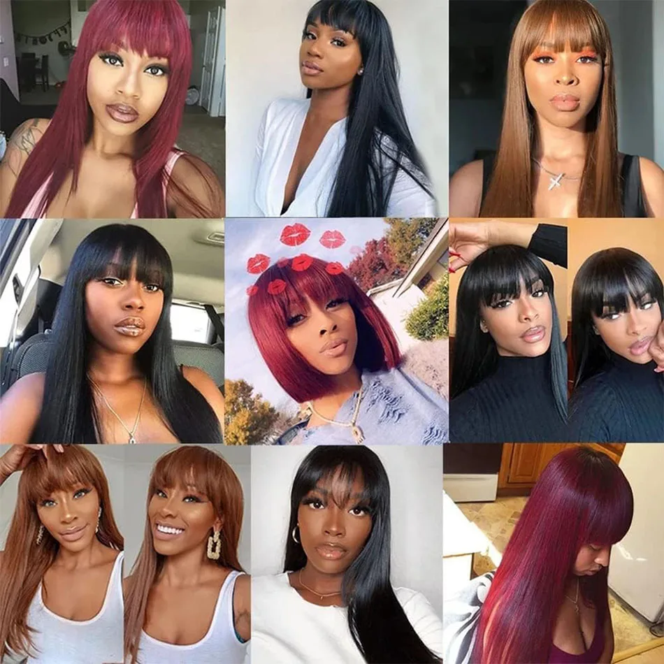 Wigs Human Hair 250% Density 3x1 HD Lace Glueless Wig With Bangs Human Hair Staight Wig with Bangs For Black Women Wear And Go image 6