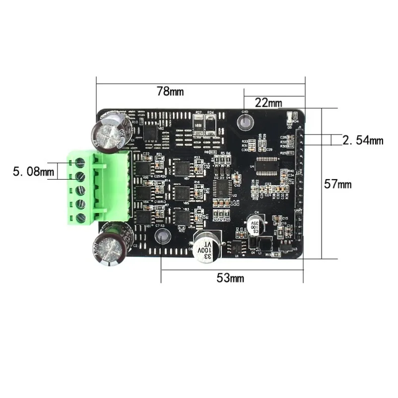 1600W50A BLDC three-phase DC brushless Hall motor driver board PWM/serial controller 6-80V