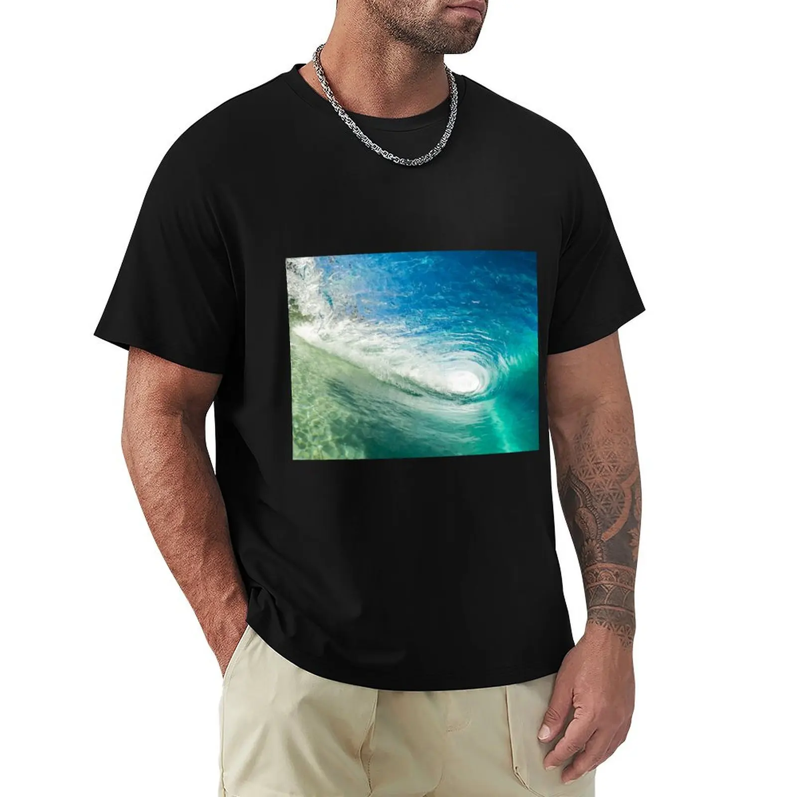 Wave Mandala - inside the barrel T-Shirt Basic Simple Design Short Sleeve Shirt