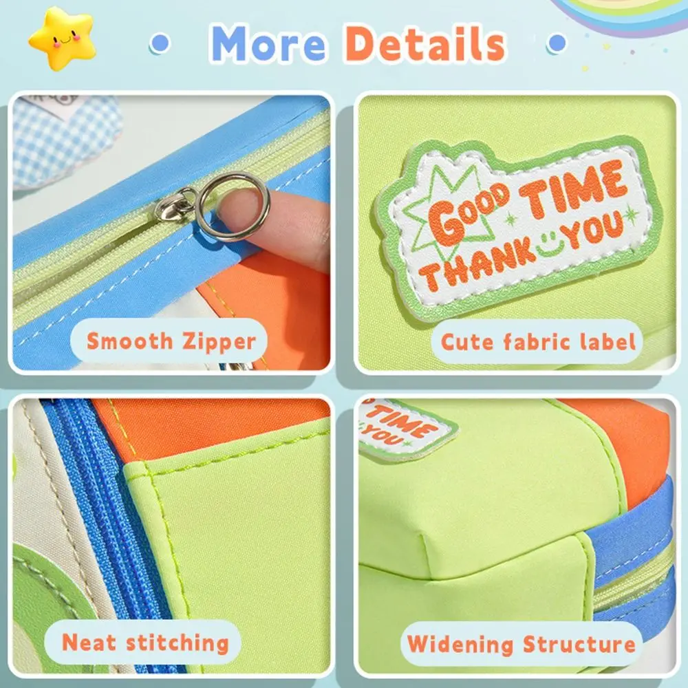 

Portable Dopamine Color Pen Bag Three Layers Large Capacity Pencil Case Handheld Stationery Organizer Student Gift