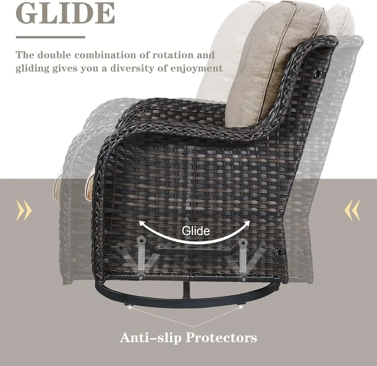 Patio Furniture Set Swivel Rcoker - 3 Pieces Outdoor Glider Rocking Chairs with Small Side Table, Wicker Chair Sets for Porch