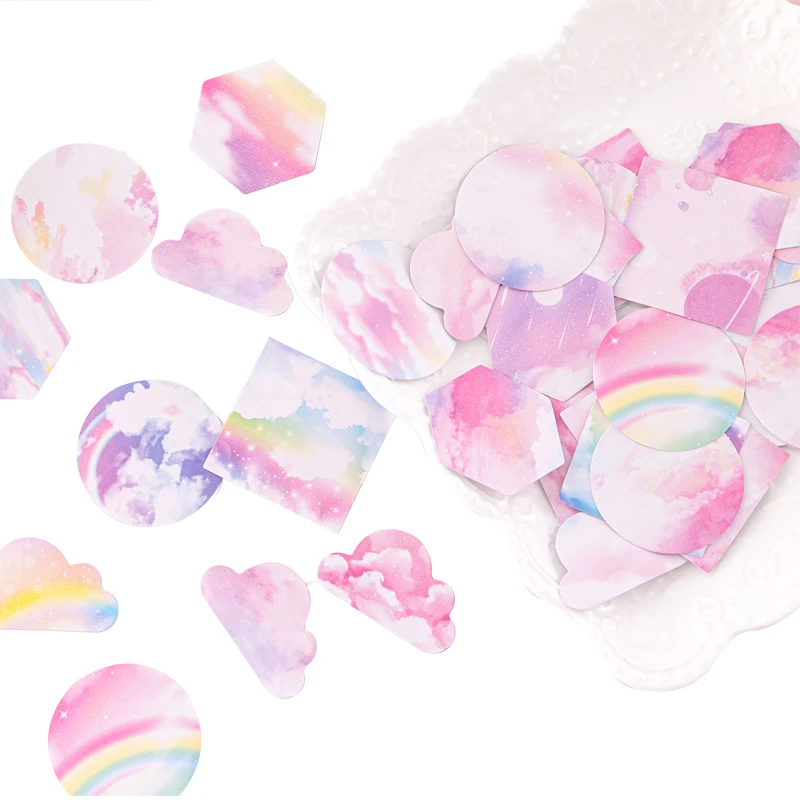

46pcs Mini Sticker Girl Birthday Gift Kids Sky Cloud Stationery Scrapbook Adhesive Label Rainbow Pink Cloud Decoration Sticker
