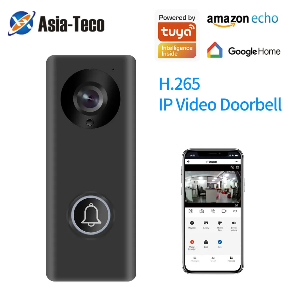 Tuya Smart 1080P Doorbell Camera WiFi Wireless IP Video Door Bell Phone Intercom IP HD Camera for Home Security with Alexa Echo