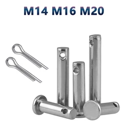 M14 M16 M20 304 Stainless Steel With Hole Pin Shaft Cotter Pin Set Flat Head Cylindrical Pin Plug Pin Positioning Pin GB882