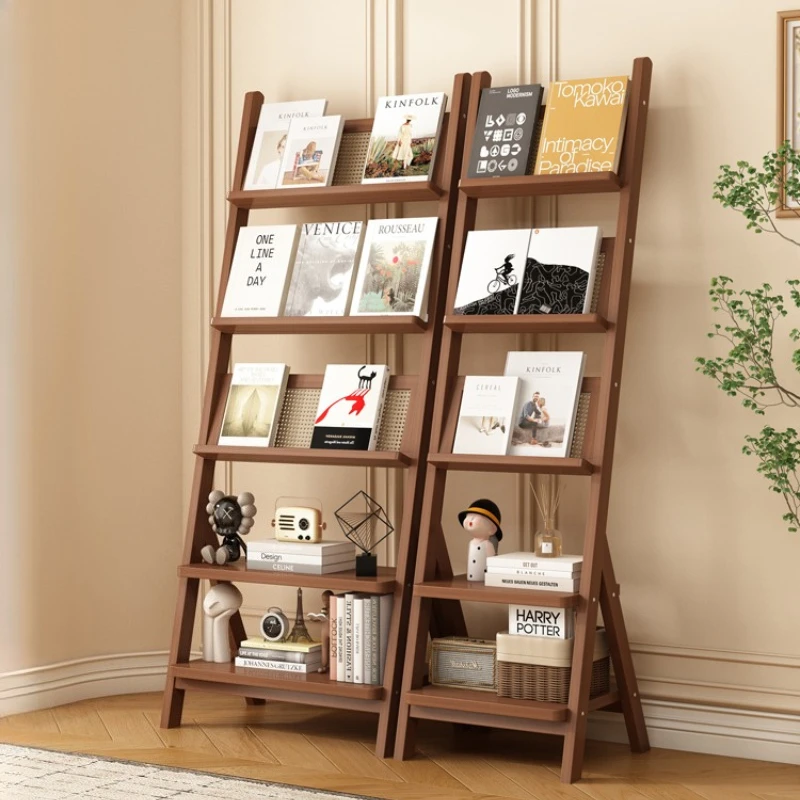 plastic rattan magazine rack floor-to-ceiling nordic corner newspaper rack integrated podstawka pod książkę office furniture
