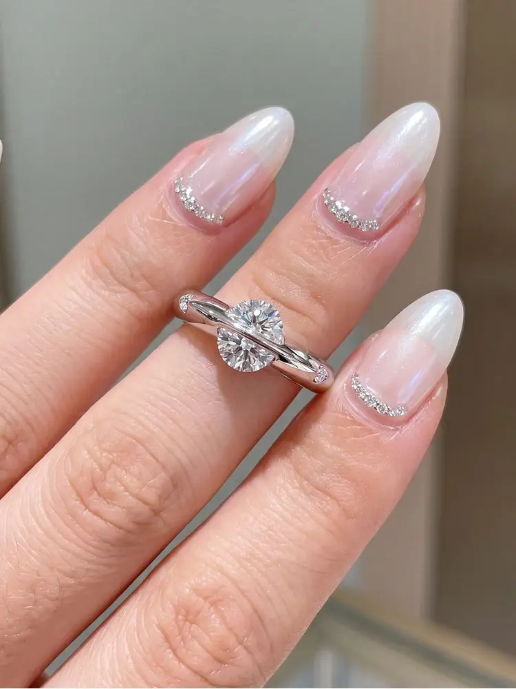 925 Sterling Silver Real 1CT Moissanite Diamond Planet Orbiting Ring Engagement for Women Personalization Gift Fine Jewelry