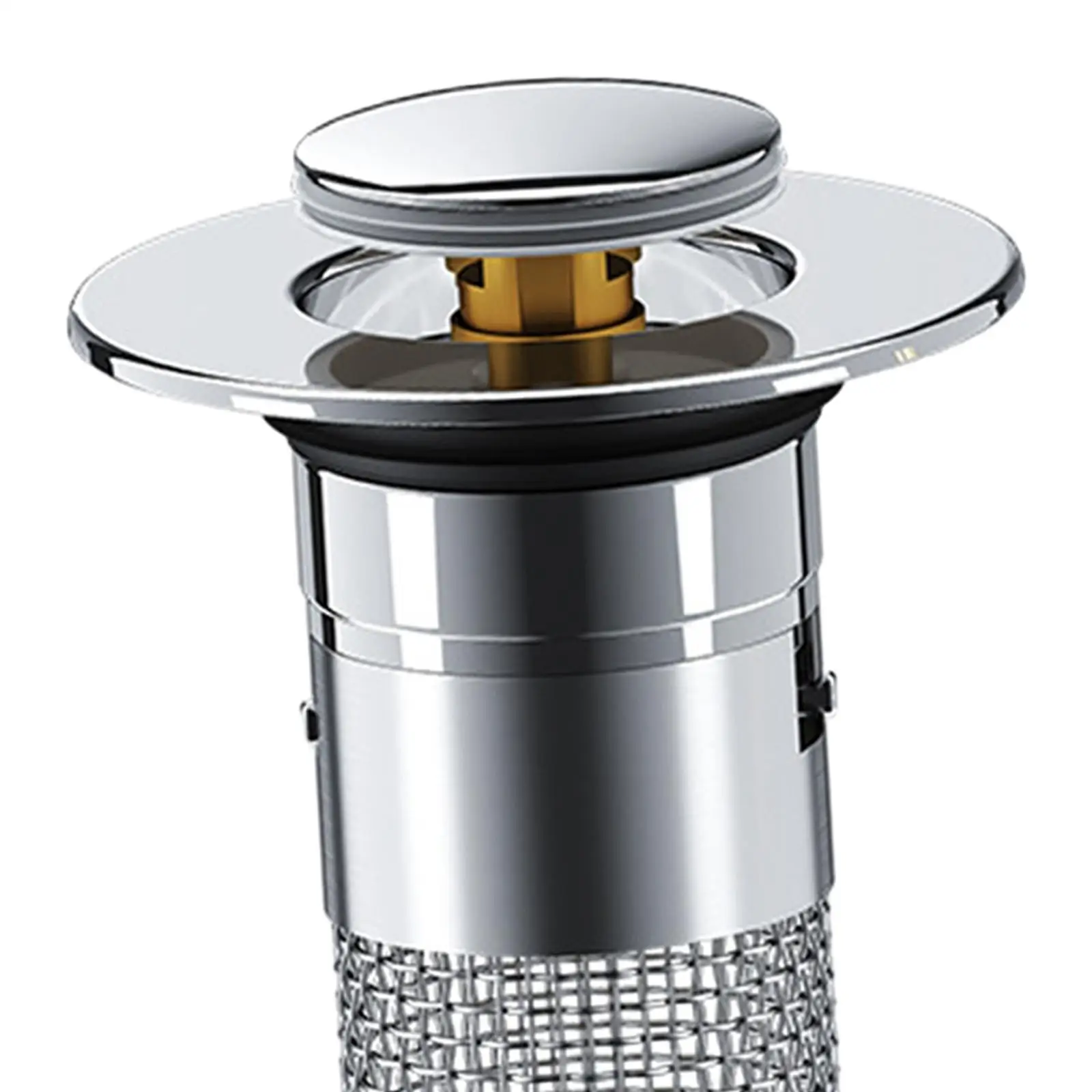 Push Type Bathroom Sink Stopper Stainless Steel Anti Clog Drain Filter with Strainer Basket for Home Wash Basins
