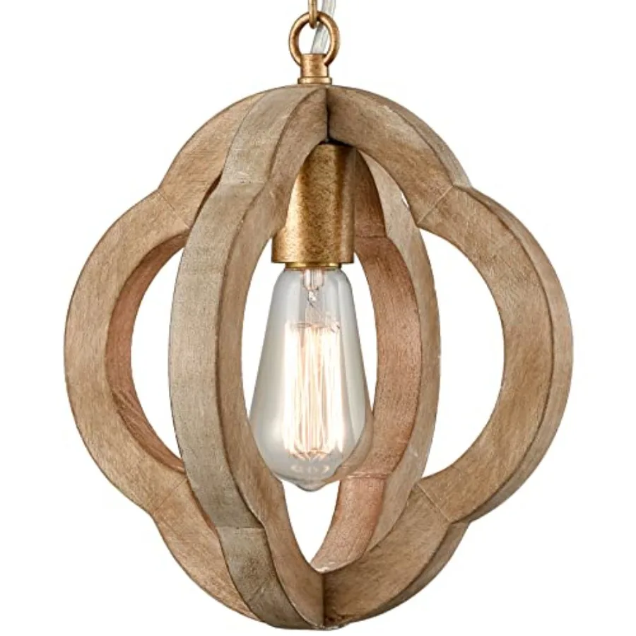 

Farmhouse Wood Pendant Lights Kitchen Island Vintage Wooden Pendant Lighting Rustic 1-Light Wood Hanging Ceiling Light Fixture