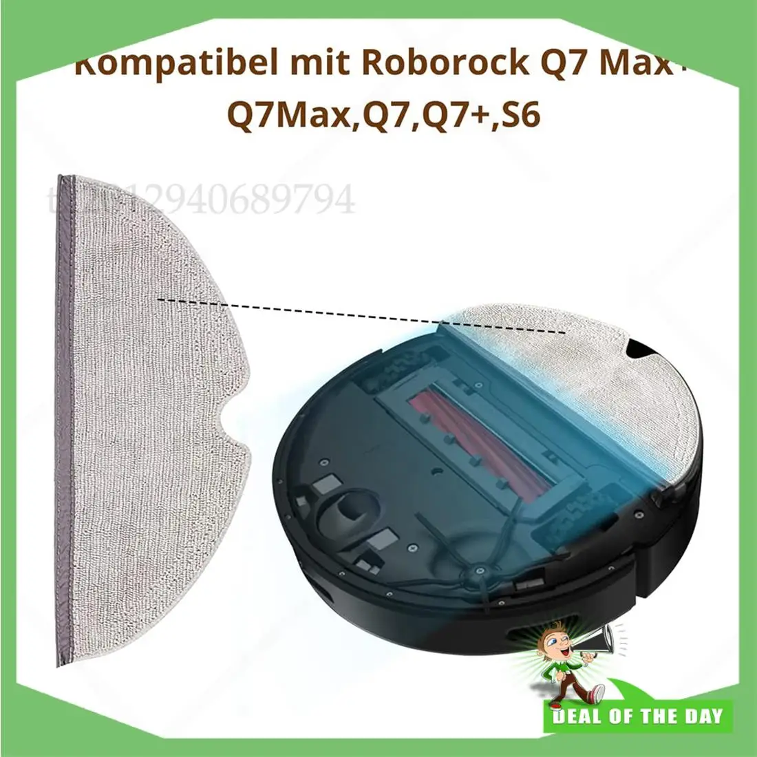 -ABPO حزمة مكونة من 4 فرش بديلة قابلة للغسل للمكنسة الكهربائية Xiaomi Roborock Q7 MAX / Q7 MAX+ Roborock