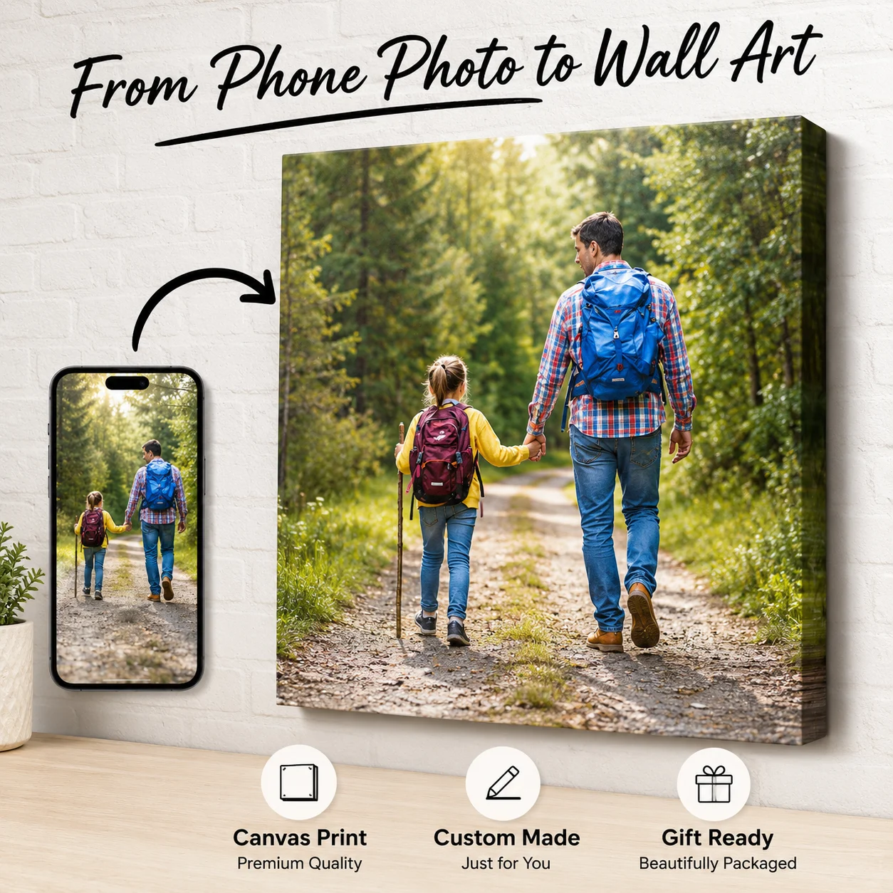 Custom Photo Canvas Print Frame Personalized Picture Canvas Wall Art Customized Your Photo Home Decoration Couple Family Gift