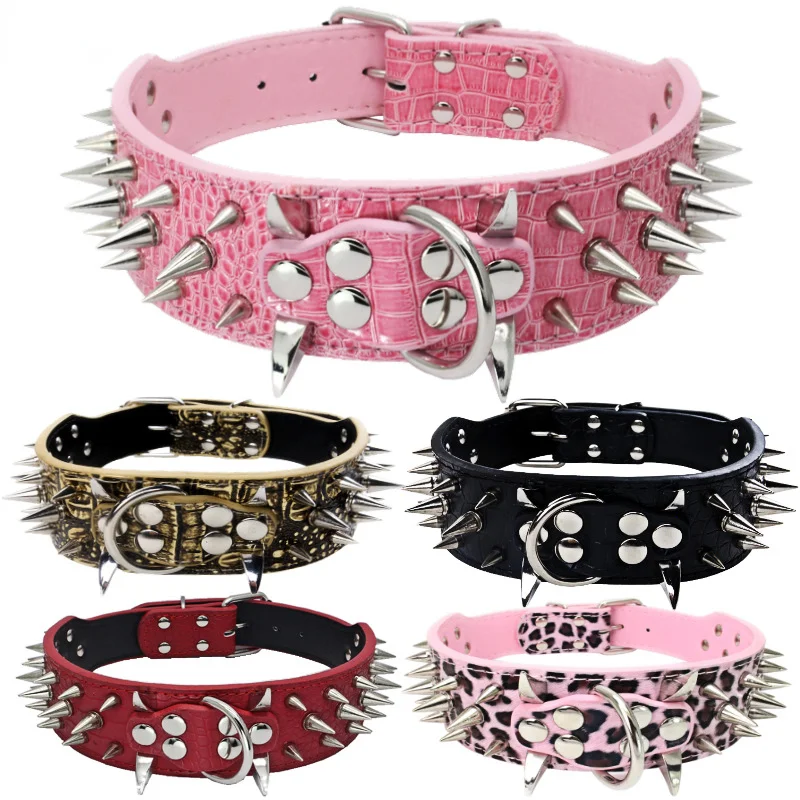 Dog Cat Collar Spiked Studded Pet Necklace For Small Medium Dogs Bulldog Adjustable Anti-Bite Collar Pet supplies accessories