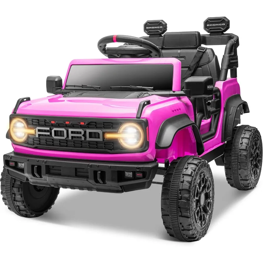 12v ford bronco raptor passeio em carro para crianças, brinquedo de passeio de carro de energia elétrica para crianças com controle remoto, suspe de mola de 4 rodas