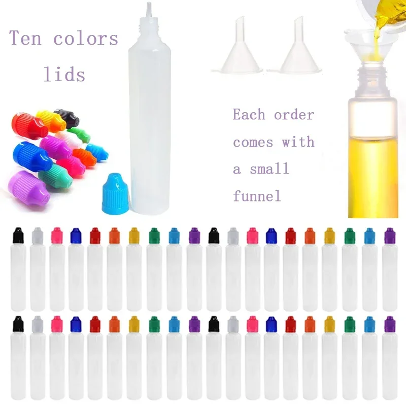 5Pcs 30ml/60ml Empty Squeeze Dropper Bottle With Screw Cap And Funnel Pen Shape Unicorn Liquid Long Thin Bottle For Ink Pigment
