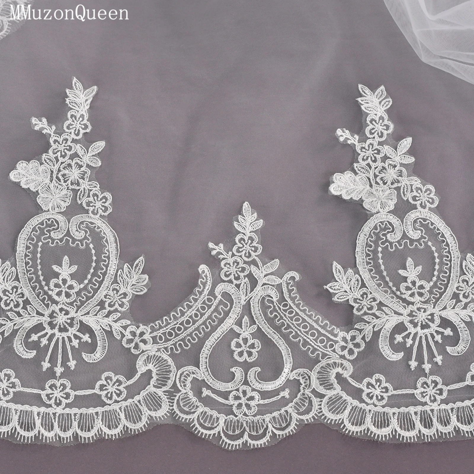 TOPQUEEN Velo De Novia حجاب الزفاف كاتدرائية الدانتيل طرحة زفاف مع مشط أماندا Novias اكسسوارات الزفاف للتخصيص V73