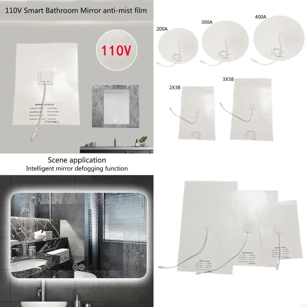  Bathroom Shower Mirror Protective Film Anti Fog Window Electronic Heating Film 110V Round Square Anti-fog Film for Home