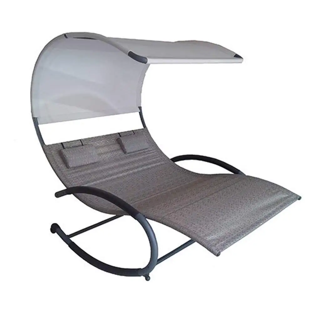 Double Chaise Rocker Steel & Acrylic Mesh Outdoor Patio Lounge 450lb Sienna, Customized