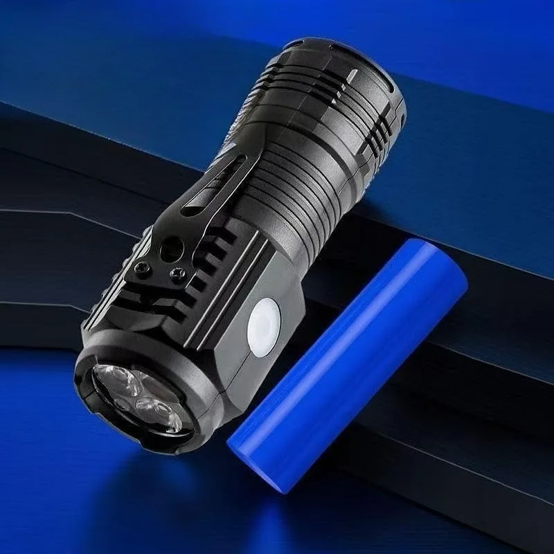 

Светодиодный мощный перезаряжаемый фонарик, многофункциональный светильник с зажимом для крышек, портативный фонарик дальнего действия для походов на открытом воздухе, домашнего использования