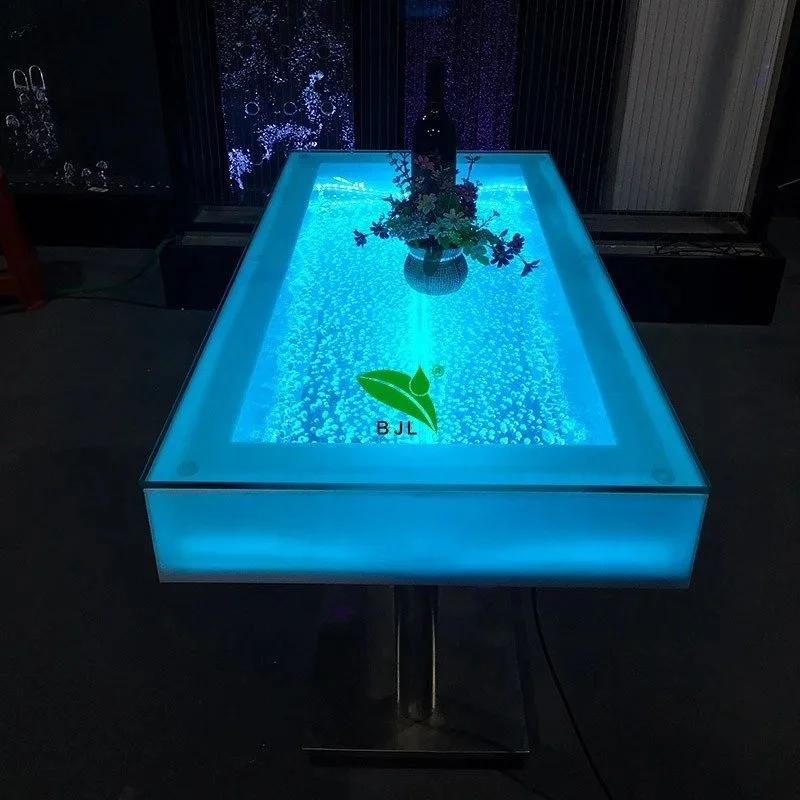 custom.Restaurant bar Furniture LED Glowing Aquarium Tabletop Restaurant Table