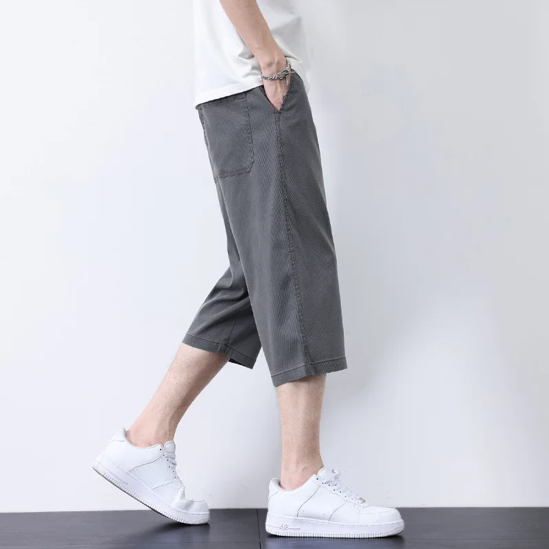 فضفاض مستقيم الساق 7 نقاط سراويل تقليدية الرجال ايوسل كل شيء اقتصاص السراويل الكبار شهم الراحة فضفاضة المتقدمة الراقية