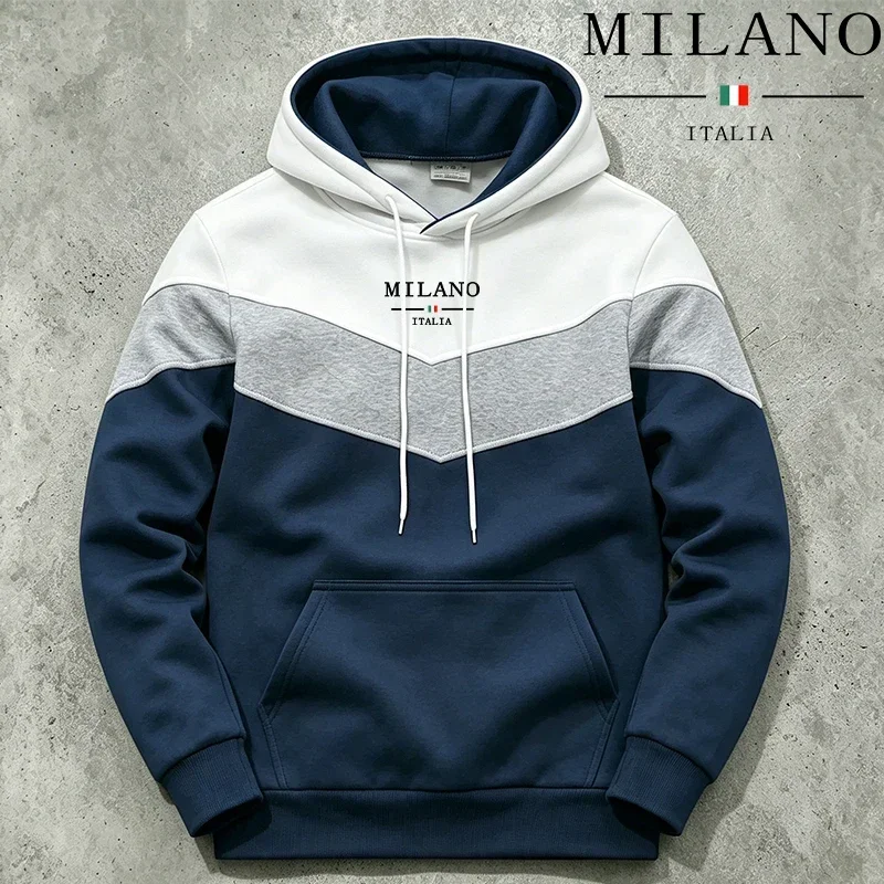 2026 New Arrival Men's Hooded Sweatshirt Italy Fashion Print Hoodie Autumn Winter Daily Casual Sports Long Sleeve Pullover