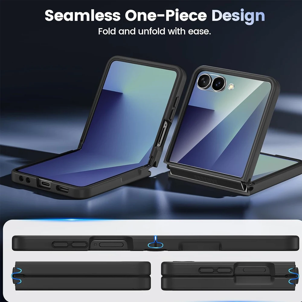 UYUXIO Magnetische Kabellose Ladehülle für Samsung Galaxy Z Flip 7 Schlanke Robuste Durchsichtige Abdeckung mit Magnet