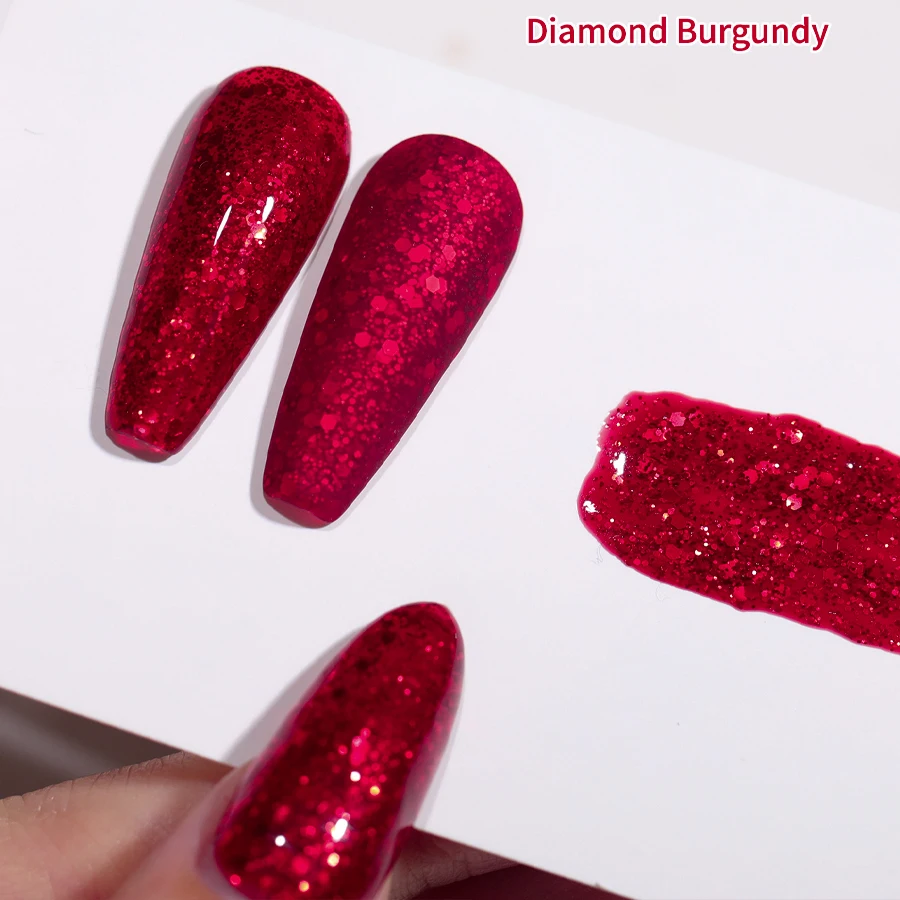 1-2個入り 10ml グリッターレッドカラー ネイルジェルポリッシュ セミパーマネント マニキュア ソークオフ UV/LED ネイルアート マニキュア サロン/自宅用 冬向け