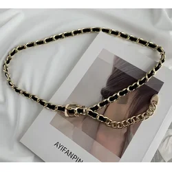 Metal Chain Belts for Women Waistbands Long Tassel for Suitable Jeans Suit Dress Waist Belt Luxury Brand Designer