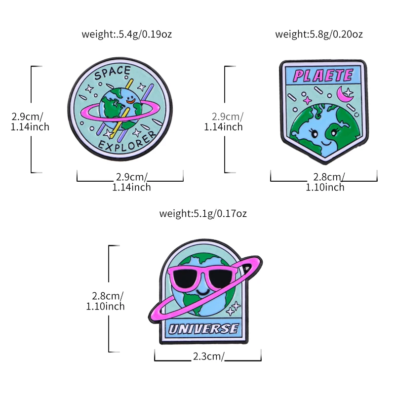 New Universe Collection Enamel Brooches Space Explorer Around Earth Lapel Pins image 6