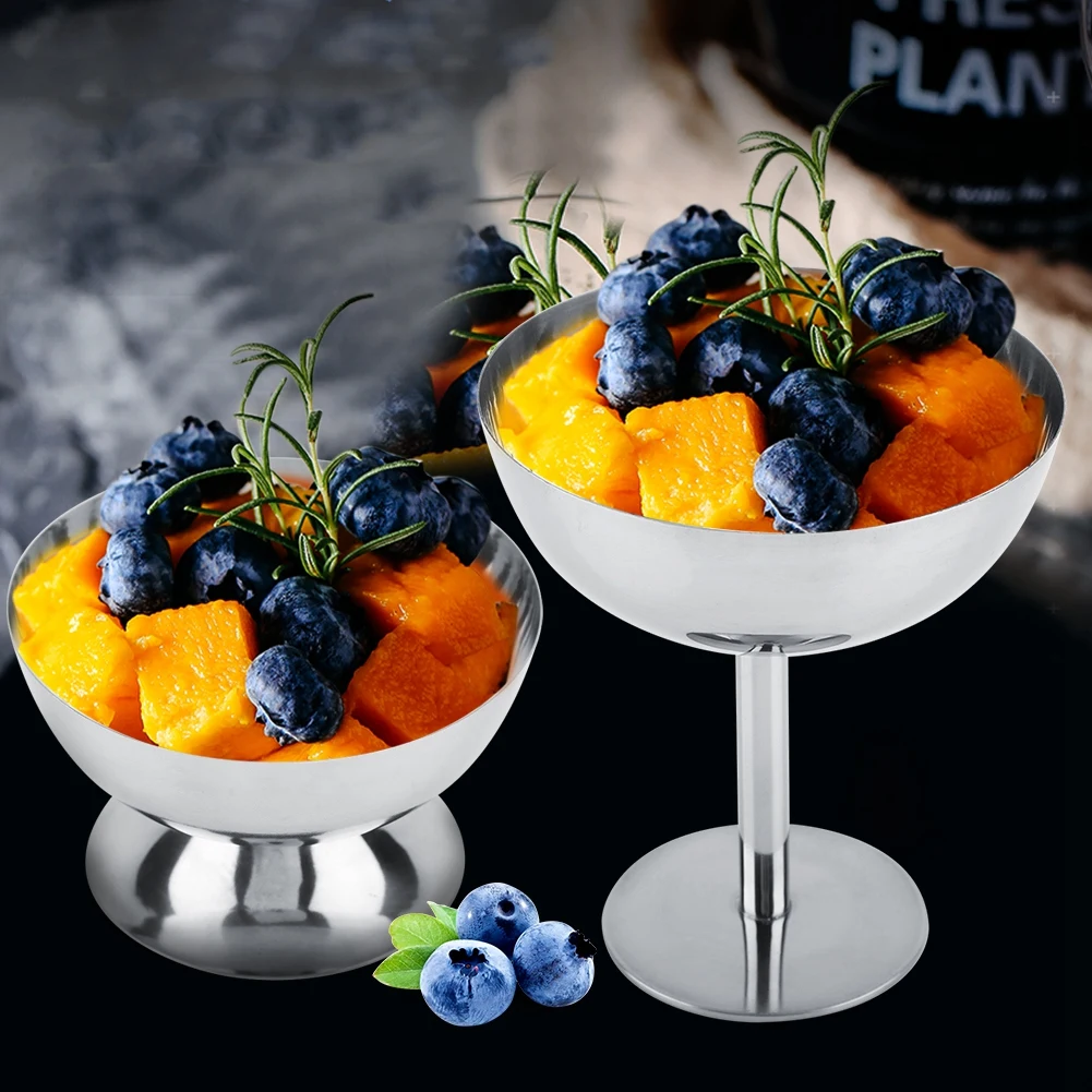 Stainless Cream Dish Stainless Steel Ice Cream Cups Serving Dessert Dish Bowls for Salad Fruit Pudding Stainless Dessert Dish