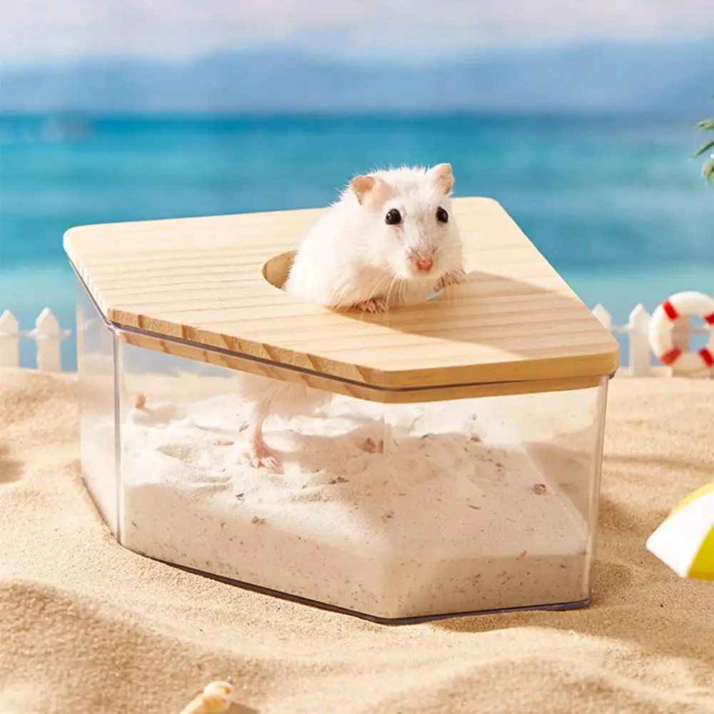 Hamster Golden Bear Sand Bath Box Acrylic Fully Transparent Large Pet Chinchilla Toilet Dual-Purpose Bath Sand Urine Sand Basin