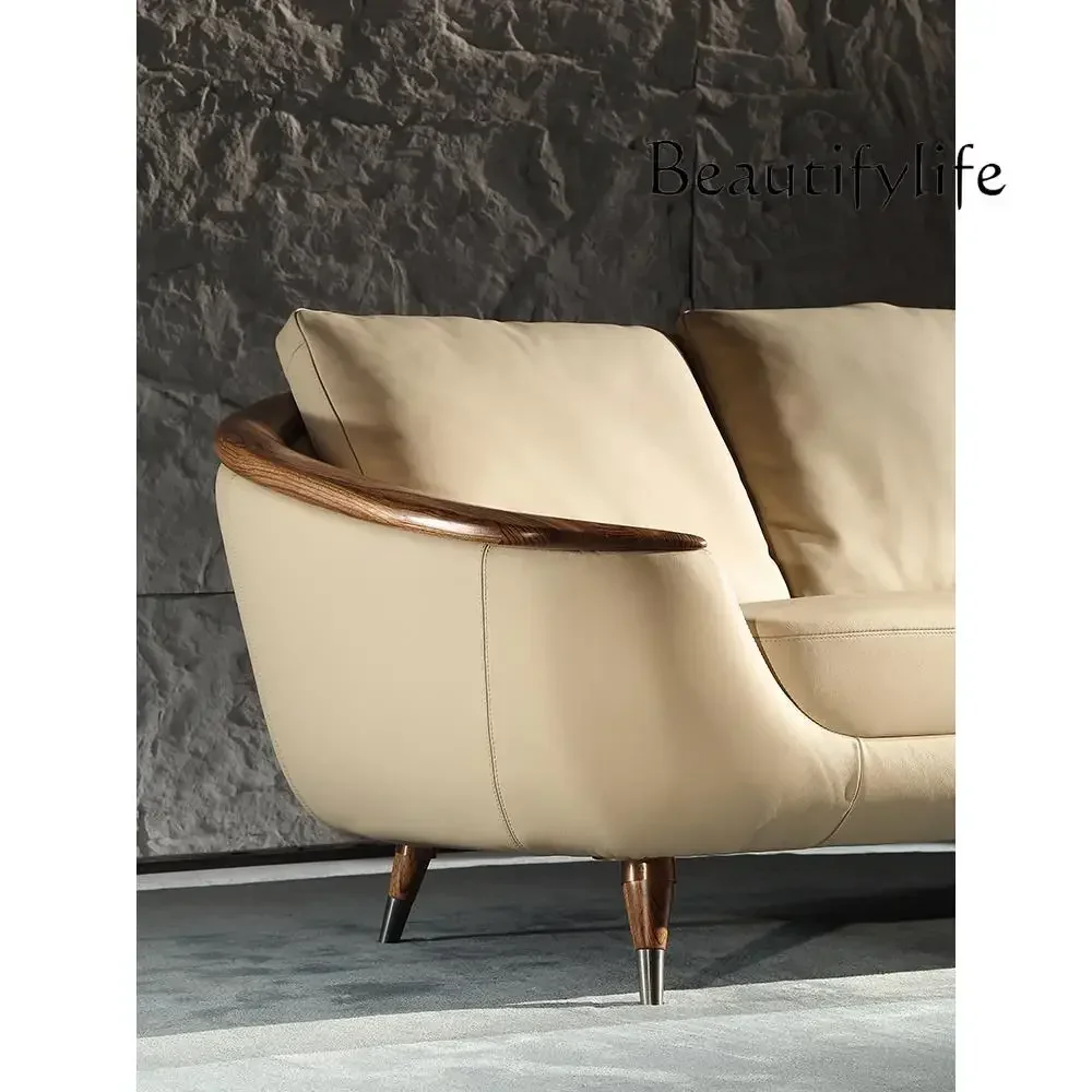 N الشمال ضوء فاخر Ugyen الخشب أريكة جلدية مزيج شقة صغيرة غرفة المعيشة الحديثة بسيطة أثاث من الخشب الصلب #6