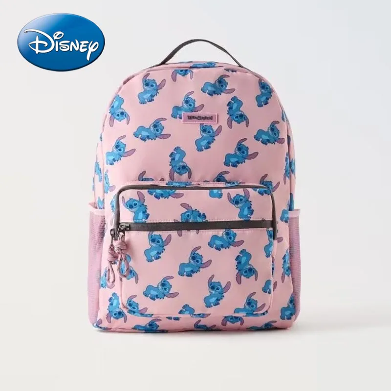 DisneyCartoon Stitch Fashionable Versatile Large Capacity Backpack for Leisure Travel Multifunctional Plug-in Trolley School Bag