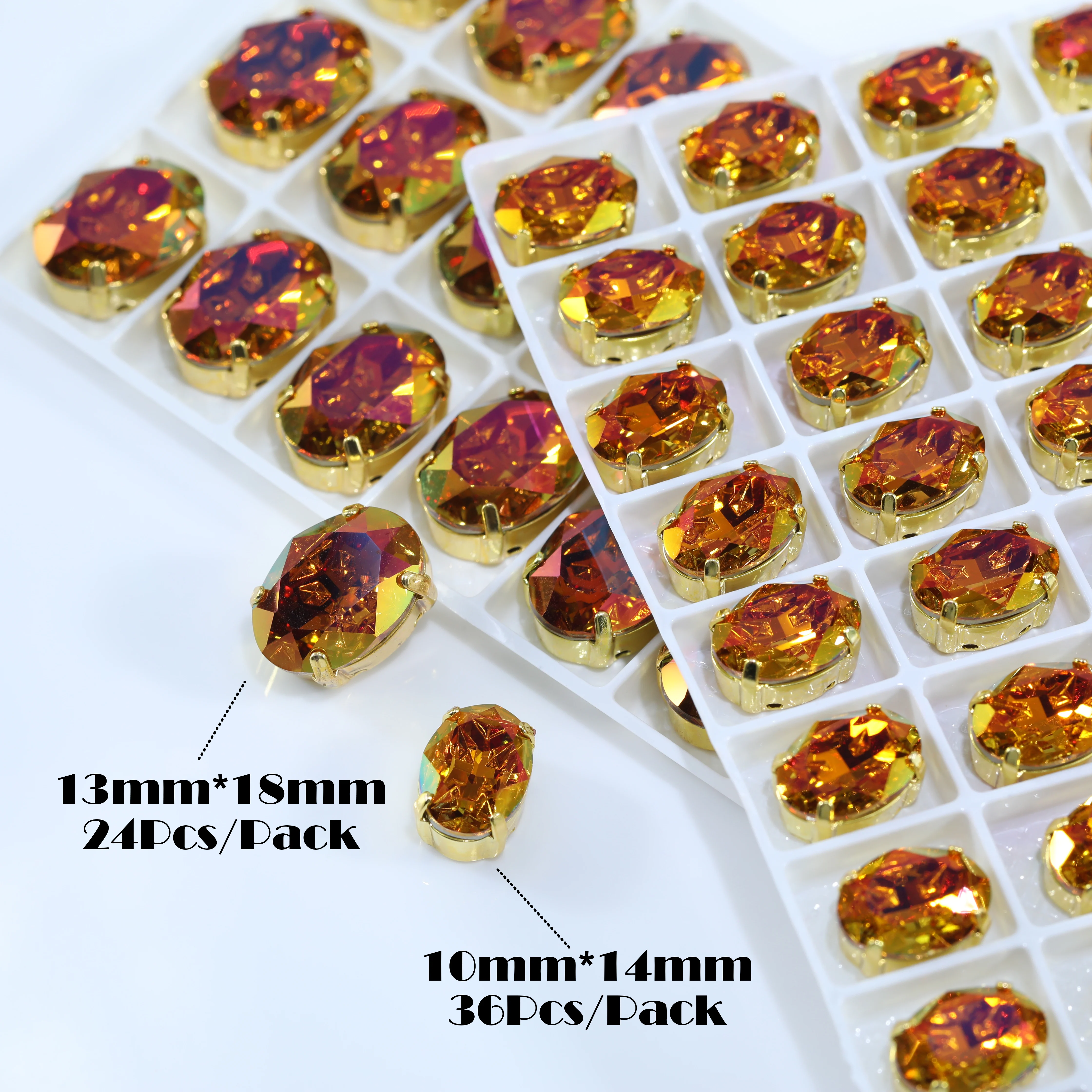 Glänzende Meteorit-Oval-Krallen-Kristallsteine zum Aufnähen, Strasssteine für DIY-Kleidung, Braut- und Kostümschmuck, Accessoires, GRST Kristall – Detail 2