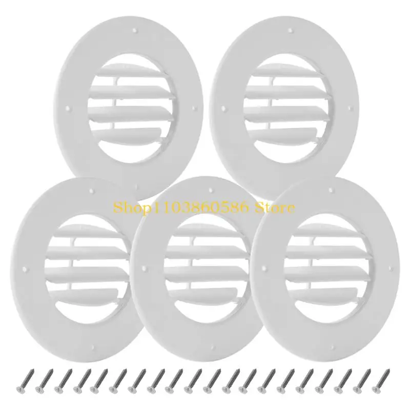 242A Travel Trailer Ceiling Vent Cover, Adjustable White ABS Round Register for Directing Interior Air at Ceiling Vent Openings