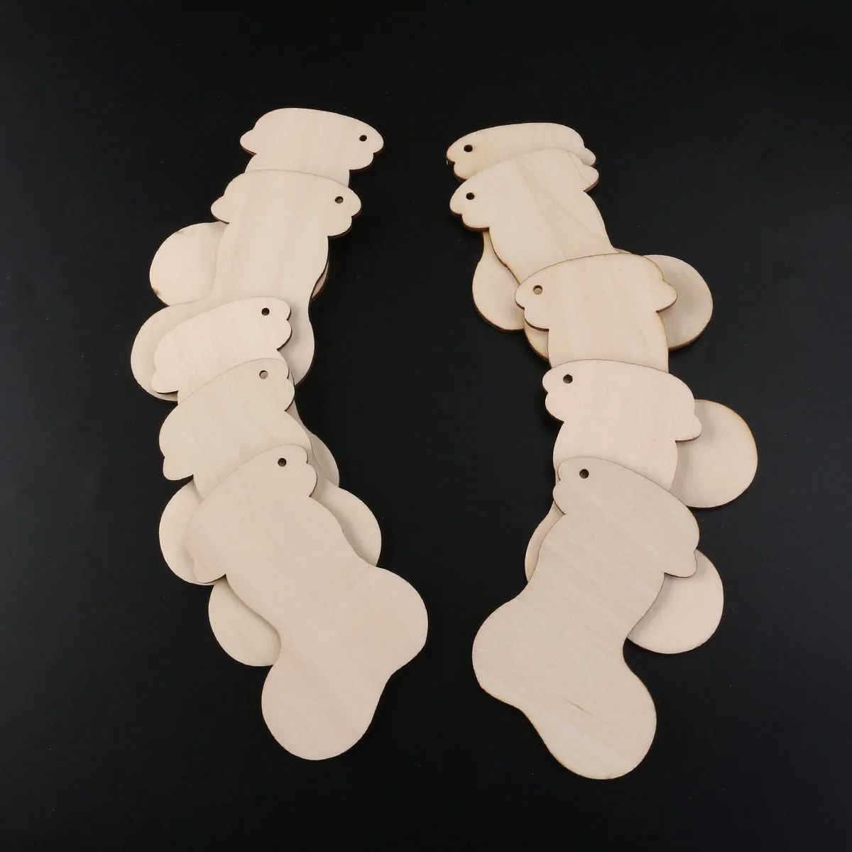 

10 Pcs Christmas Stocking Pattern Pendant Rustic Wooden Embellishments Holiday Decorations Hanging naments For Craft Projects