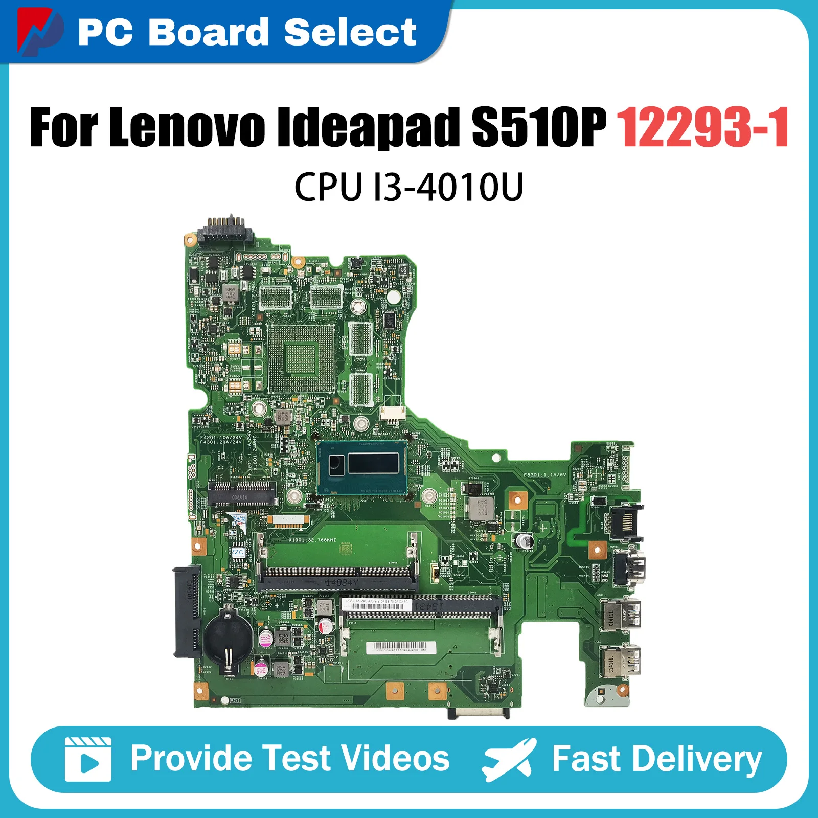 

For Lenovo S510P Laptop Motherboard With I3-4010U CPU 12293-1 48.4L106.011 Mainboard Fully Tested 15 INCH