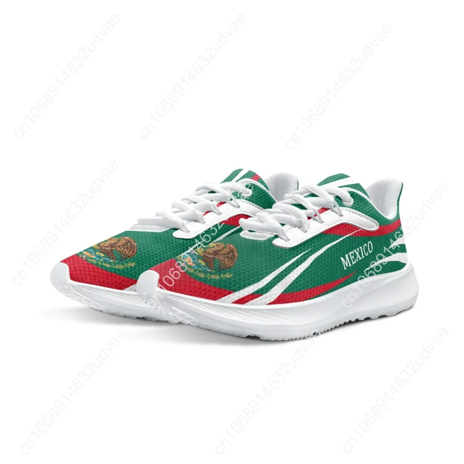 New Green Sneakers Women's Mexico Flag Lightweight Outdoor Sneakers Lace-up Casual Shoes Zapatos Mujer Planos