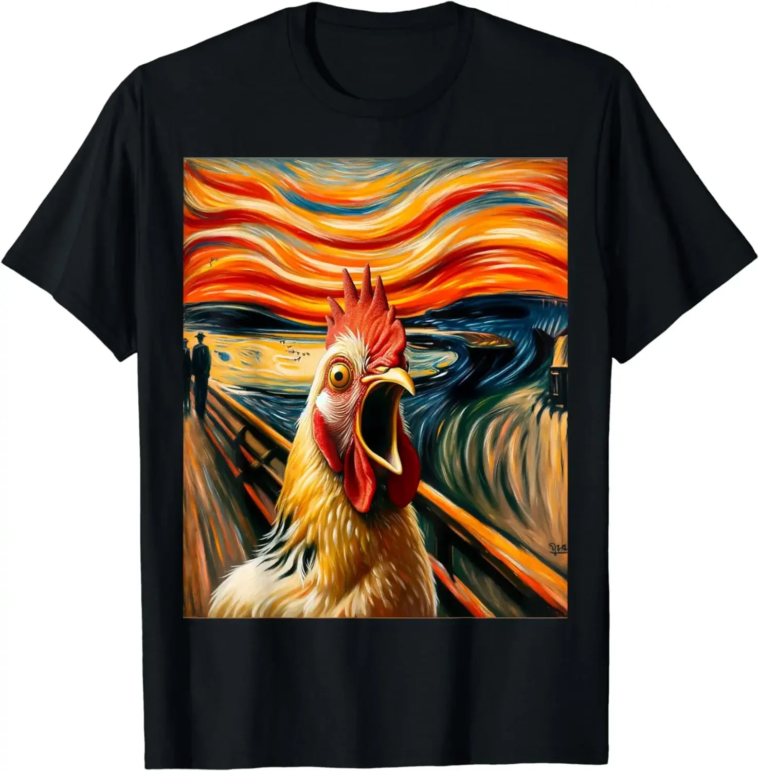 Funny Graphic Clothes  T Shirt for Men  Streetwear Expressionist Scream Shirt Chicken Lovers | Artistic Chicken T-Shirt