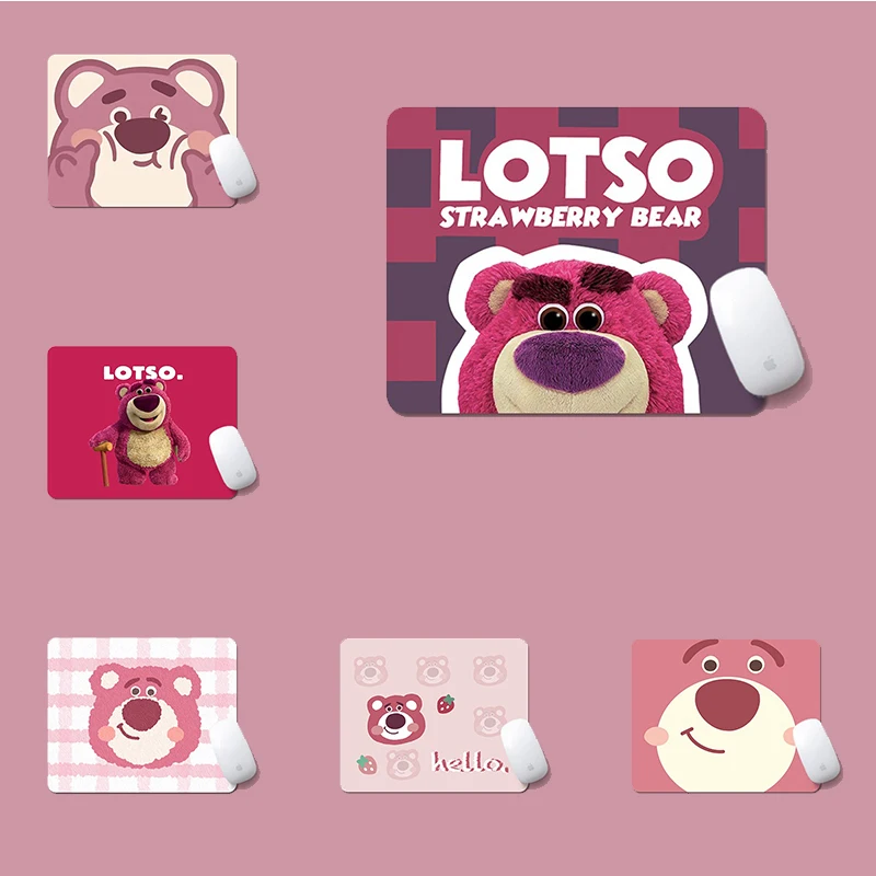 MINISO Disney Lotso Mouse Pad Computer Keyboard Desk Pad Non-Slip Rubber Base Stitched Edge Pads Black Desk Laptop Mats for Work