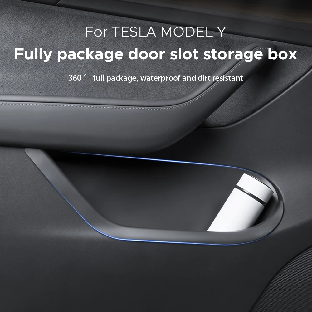 Tesy Car Door Storage Box For Tesla Model Y 2021-2024 TPE Gate Slot Anti Dirty Storage Organizer Tidying Car Accessories