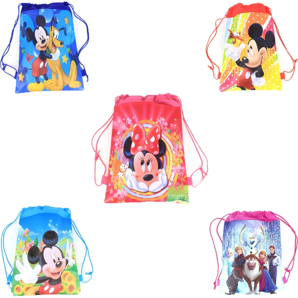 Drawstring Bag Gym Bag Bag Disney Pink Minnie Print Backpack Ladies Portable Shopping Fashion Custom Student Shoes Bag Girls