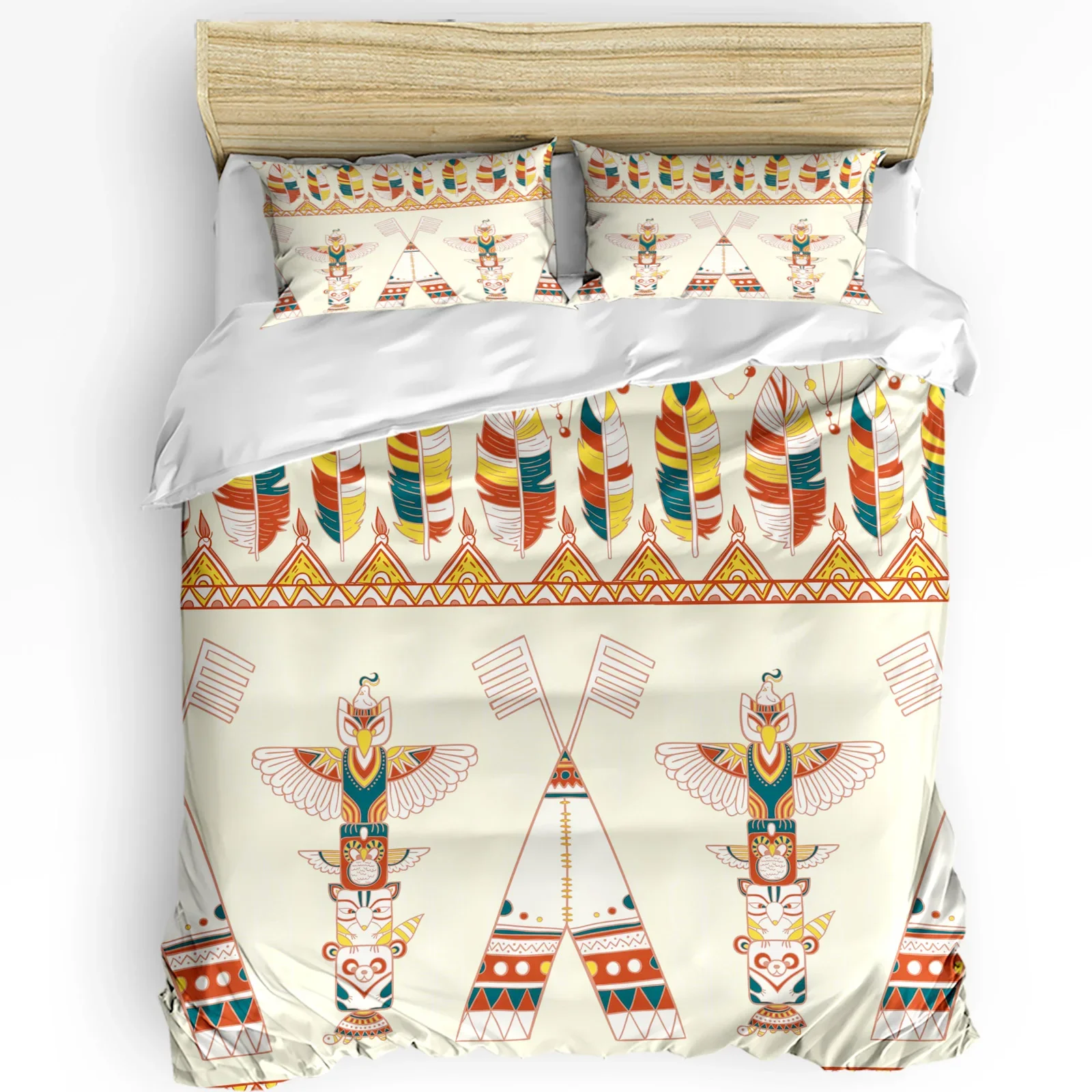 

Indian Feather Bird Ethnic Duvet Cover Bed Bedding Set Double Home Textile Quilt Cover Pillowcases Bedroom Bedding Set No Sheet