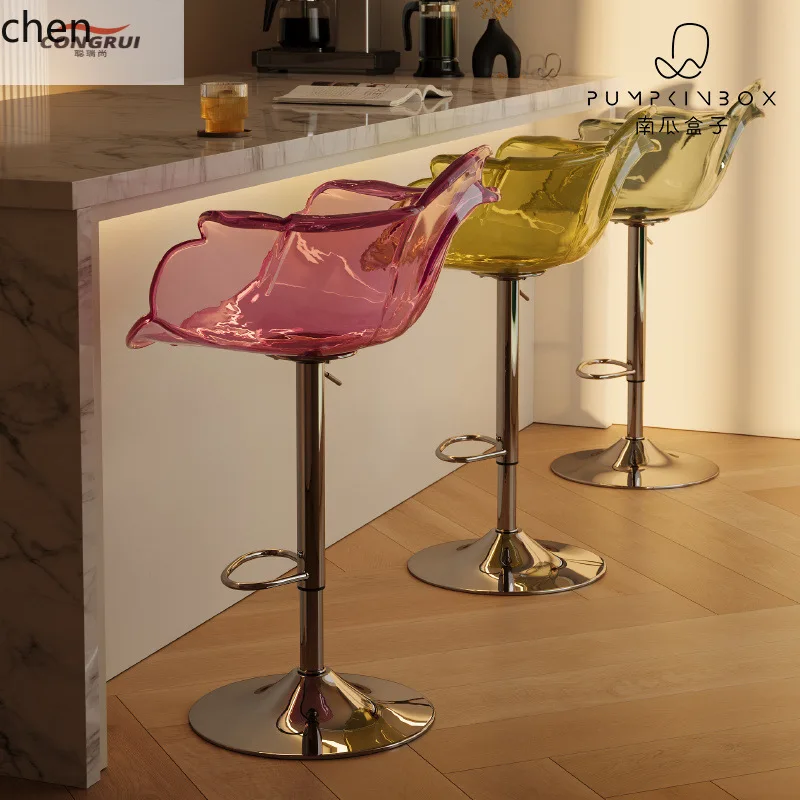 LXC Light Luxury High Stool Transparent Adjustable Island Chair Cafe Internet Celebrity Bar Chair