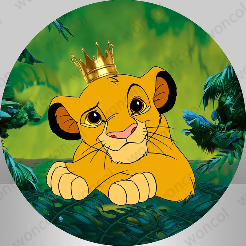 Disney Lion King Round Backdrop 1st 2nd Boy Birthday Backdrop Jungle Forest Circle Cylinder Cover Decorations Photo Booth Prop